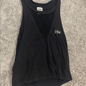 PINK Victoria's Secret Black Mesh Muscle Tee
